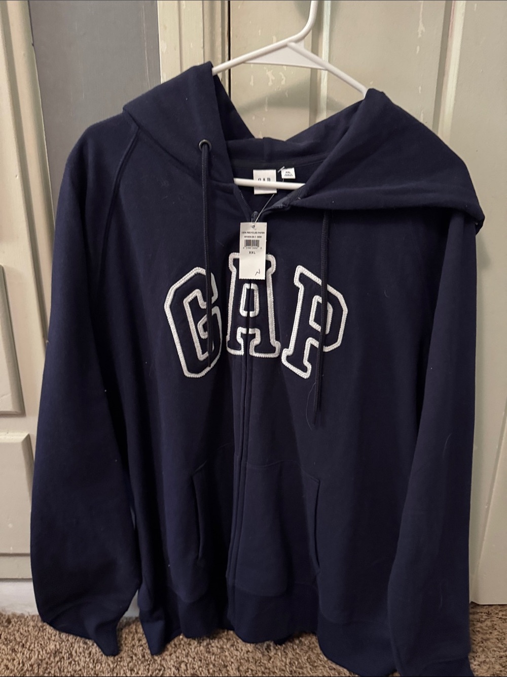 GAP Dark Blue Full-Zip Hoodie with White Embroidered Logo